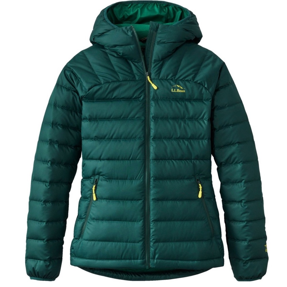 LL Bean Women’s Bean’s Down Hooded Jacket in Dark Pine